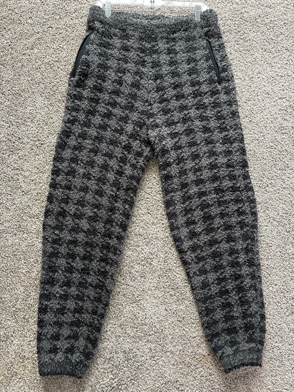 SKIMS Cozy Knit Joggers Pants Size S/M Juniper Dark Green Black Boucle Fleece